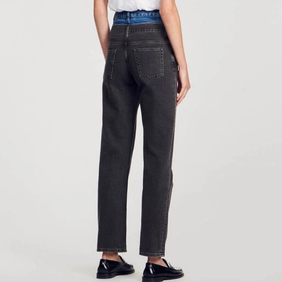 Sandro TWO-TONE DOUBLE-WAISTED JEANS - Picture 2 of 4